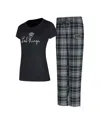 Concepts Sport Women's 2-piece Black Los Angeles Kings Vector Top And Pants Sleep Set In Black