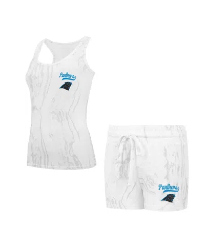 Concepts Sport Women's 2-piece Carolina Panthers Quartz Hacci Knit Tank Top And Shorts Sleep Set In Multi