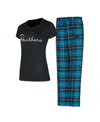 Concepts Sport Women's 2-piece Carolina Panthers Vector Top And Flannel Pants Sleep Set In Multi