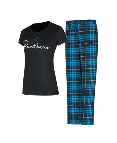 Concepts Sport Women's 2-piece Carolina Panthers Vector Top And Flannel Pants Sleep Set In Multi