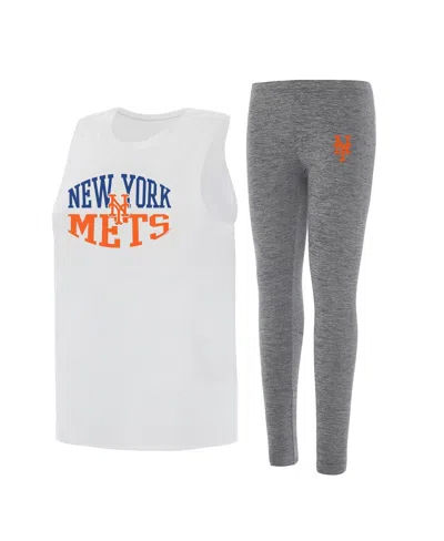 Concepts Sport Women's 2- Piece Charcoal/white New York Mets Contend Tank And Leggings In Gray