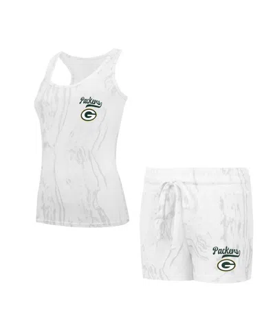 Concepts Sport Women's Cream Bay Packers Quartz Hacci Knit Tank Top And Shorts Sleep Set In White