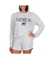 Concepts Sport Women's 2-piece Cream Georgia Bulldogs Visibility Long Sleeve Hoodie Top And Shorts Set In Multi