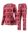 Concepts Sport Women's 2-piece Crimson Alabama Crimson Tide Holiday Long Sleeve Top And Pants Sleep Set In Red