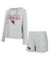 Concepts Sport Women's 2-piece Gray Arizona Cardinals Juniper Long Sleeve Hoodie Top And Shorts Set In Gray