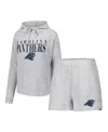 Concepts Sport Women's 2-piece Gray Carolina Panthers Juniper Long Sleeve Hoodie Top And Shorts Set In Gray