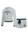 Concepts Sport Women's 2-piece Gray Dallas Cowboys Whitley Long Sleeve Hoodie Top And Shorts Set In Gray