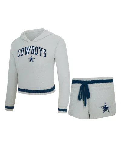 Concepts Sport Women's 2-piece Gray Dallas Cowboys Whitley Long Sleeve Hoodie Top And Shorts Set