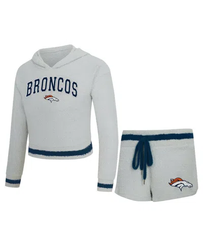 Concepts Sport Women's 2-piece Gray Denver Broncos Whitley Long Sleeve Hoodie Top And Shorts Set