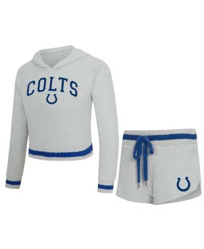 Concepts Sport Women's 2-piece Gray Indianapolis Colts Whitley Long Sleeve Hoodie Top And Shorts Set In Multi