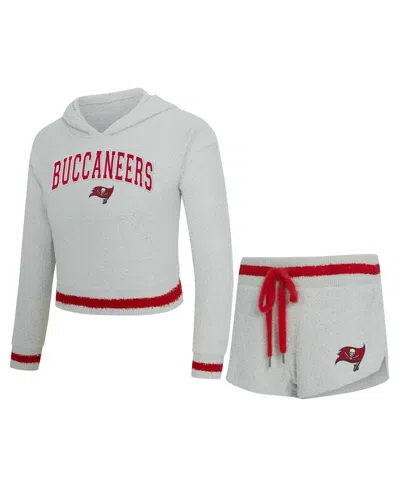 Concepts Sport Women's 2-piece Gray Tampa Bay Buccaneers Whitley Long Sleeve Hoodie Top And Shorts Set In Multi
