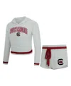 Concepts Sport Women's 2-piece Gray/garnet South Carolina Gamecocks Whitley Long Sleeve Hoodie Top And Shorts Set In Gray