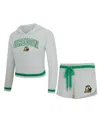 Concepts Sport Women's 2-piece Gray/green Oregon Ducks Whitley Long Sleeve Hoodie Top And Shorts Set In White