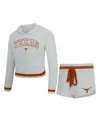 Concepts Sport Women's 2-piece Gray/orange Texas Longhorns Whitley Long Sleeve Hoodie Top And Shorts Set In White