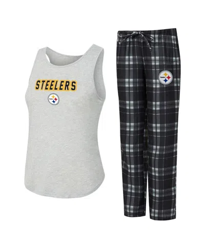 Concepts Sport Women's 2-piece Heather Gray/black Las Vegas Raiders Regulate Plaid Tank Top And Pants Sleep Set In Multi