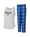 Concepts Sport Women's 2-piece Heather Gray/royal Buffalo Bills Regulate Plaid Tank Top And Pants Sleep Set In Multi