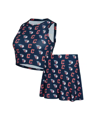 Concepts Sport Women's 2-piece Navy Cleveland Guardians Knit Tank Top And Skort Set In Blue