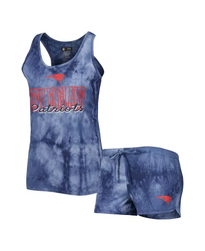 Concepts Sport Women's 2-piece Navy New England Patriots Billboard Scoop Neck Racerback Tank And Shorts Sleep Set In Blue