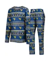 Concepts Sport Women's 2-piece Navy West Virginia Mountaineers Holiday Long Sleeve Top And Pants Sleep Set In Blue