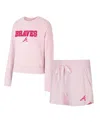 Concepts Sport Women's Pink Alabama Crimson Tide Elevation Tri-blend Long Sleeve Top And Shorts Set In Pink