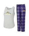 Concepts Sport Women's 2-piece Purple/heather Gray Los Angeles Lakers Regulate Tank Pant Set In Multi