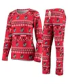 Concepts Sport Women's 2-piece Red Georgia Bulldogs Holiday Long Sleeve Top And Pants Sleep Set In Red