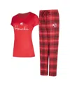 Concepts Sport Women's 2-piece Red/black Atlanta Hawks Vector Top And Flannel Pants Sleep Set In Multi