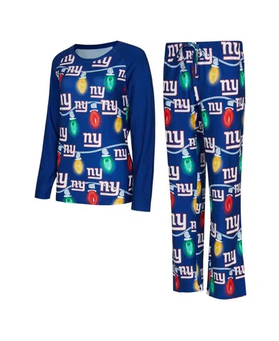 Concepts Sport Women's 2-piece Royal New York Giants Garland Knit Raglan Long Sleeve Top And Pants Set In Blue