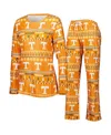 Concepts Sport Women's 2-piece Tennessee Orange Tennessee Volunteers Holiday Long Sleeve Top And Pants Sleep Set In Orange