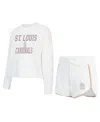 Concepts Sport Women's 2-piece White St. Louis Cardinals Painter Sherpa Long Sleeve Top And Shorts Set In White