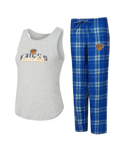 Concepts Sport Women's 2-piece Blue New York Knicks Regulate Tank And Pant Set
