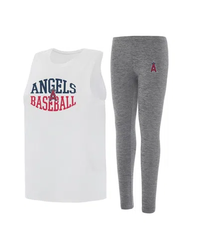 Concepts Sport Women's 2-piece Charcoal/white Los Angeles Angels Contend Tank And Leggings Set In Gray