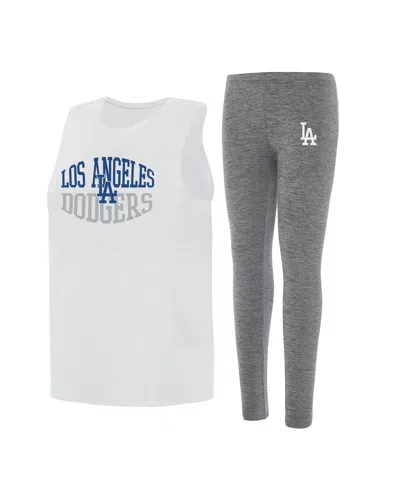 Concepts Sport Women's 2-piece Charcoal/white Los Angeles Dodgers Contend Tank Top And Leggings Set In Multi
