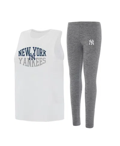 Concepts Sport Women's 2-piece Charcoal/white New York Yankees Contend Tank Top And Leggings Set In Multi
