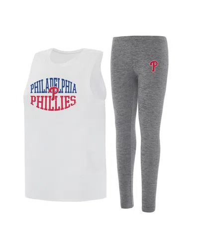 Concepts Sport Women's 2-piece Charcoal/white Philadelphia Phillies Contend Tank Top And Leggings Set In Multi