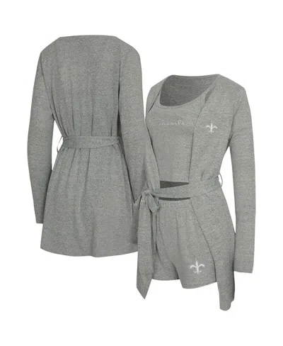 Concepts Sport Women's 2-piece Heather Gray New Orleans Saints Rigor Tank And Short Robe Set