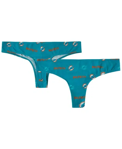 Concepts Sport Women's Aqua Miami Dolphins Mosaic All Over Print Thong In Blue