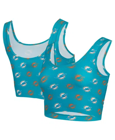 Concepts Sport Women's Aqua Miami Dolphins Record Allover Print Bralette In Blue