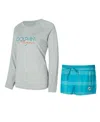 Concepts Sport Women's Aqua/gray Miami Dolphins Petition Raglan Long Sleeve T-shirt And Shorts Set In Aqua,gray