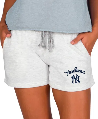 Concepts Sport Women's Ash New York Yankees Mainstream French Terry Tri-blend Shorts In Gray