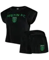 Concepts Sport Women's Black Austin Fc Intermission T-shirt And Shorts Sleep, Set Of 2 In Black
