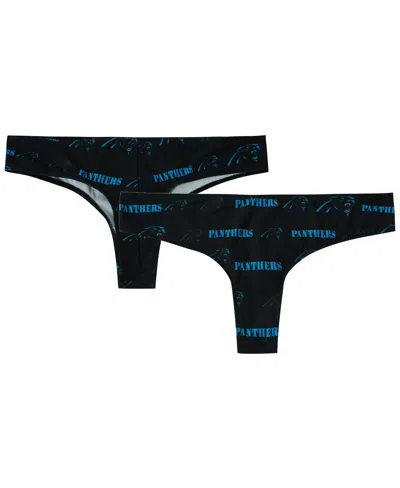 Concepts Sport Women's Black Carolina Panthers Mosaic All Over Print Thong