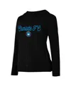 Concepts Sport Women's Black Charlotte Fc Linger Long Sleeve Hooded Top In Black