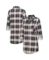 Concepts Sport Women's Black Cincinnati Bengals Ashford Plaid Knit Nightshirt In Black