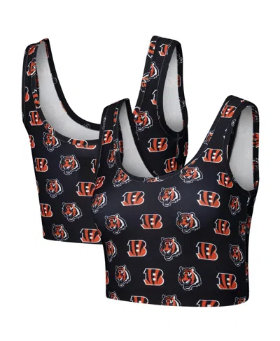 Concepts Sport Women's Black Cincinnati Bengals Record Allover Print Bralette