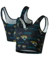 Concepts Sport Women's Black Jacksonville Jaguars Mosaic Allover Print Bralette In Blue