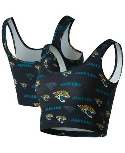 Concepts Sport Women's Black Jacksonville Jaguars Mosaic Allover Print Bralette In Blue