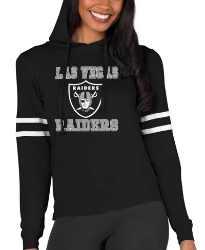 Concepts Sport Women's Black Las Vegas Raiders Marathon Lightweight Lounge Pullover Hoodie In Black,white