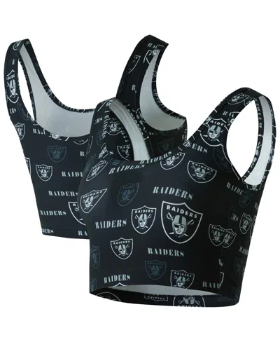 Concepts Sport Women's Black Las Vegas Raiders Mosaic Allover Print Bralette