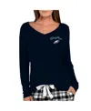 Concepts Sport Women's Black Philadelphia Eagles Marathon Knit Long Sleeve Lightweight V-neck Lounge Top In Black